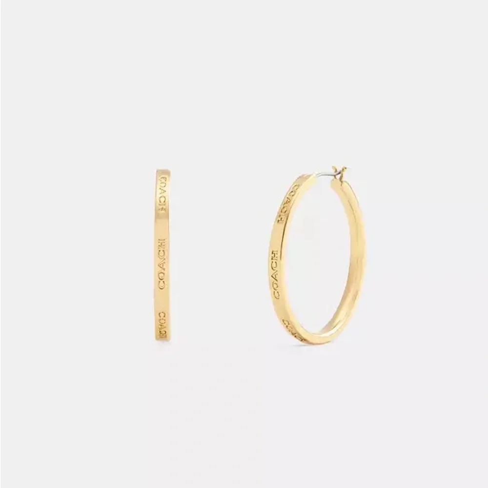 NWT Coach‎ Medium Hoop Earrings in Gold Tone - Picture 5 of 5